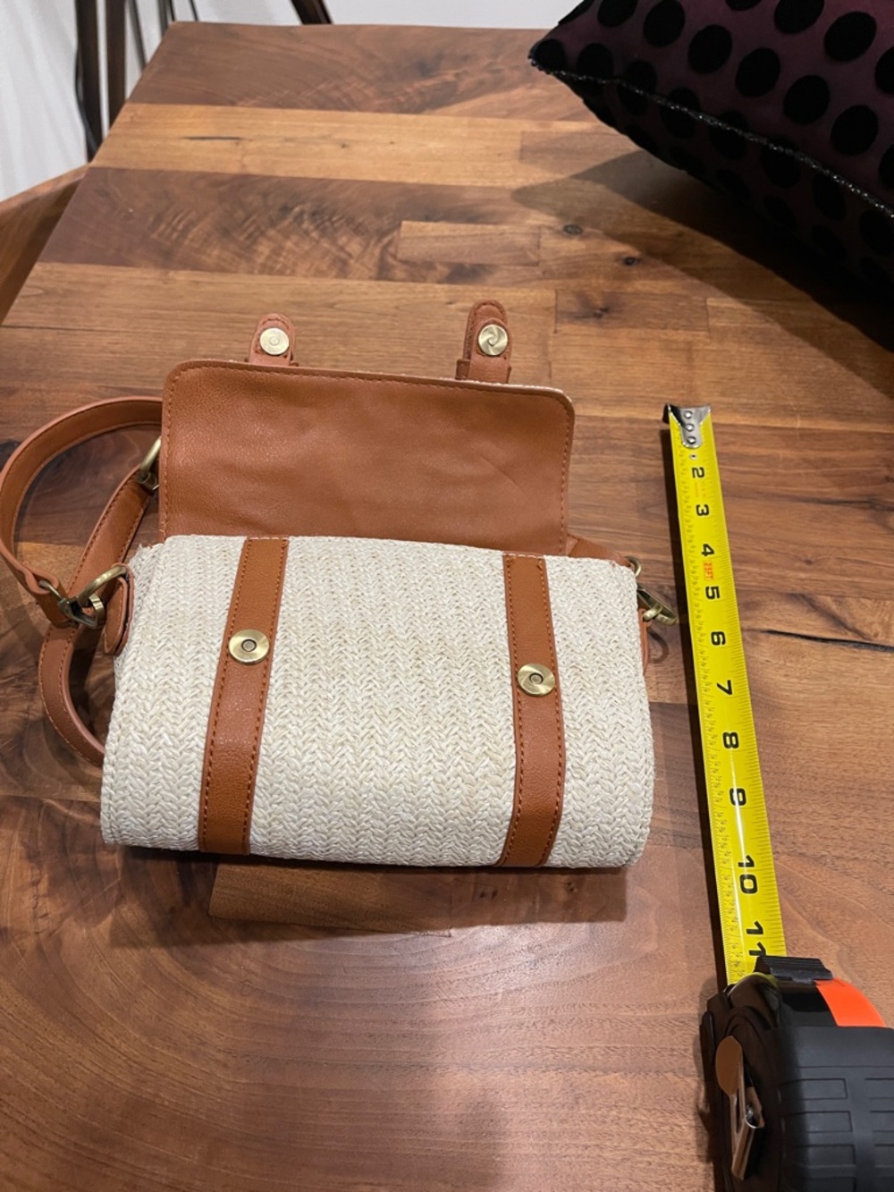 Anthropologie Woven Satchel crossbody with Tan Trim leather - Picture 3 of 6